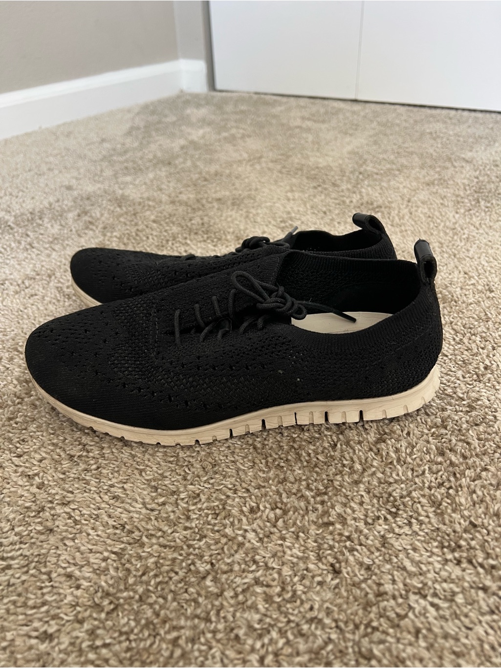 Cole Haan Black Knit Sneakers With White Sole